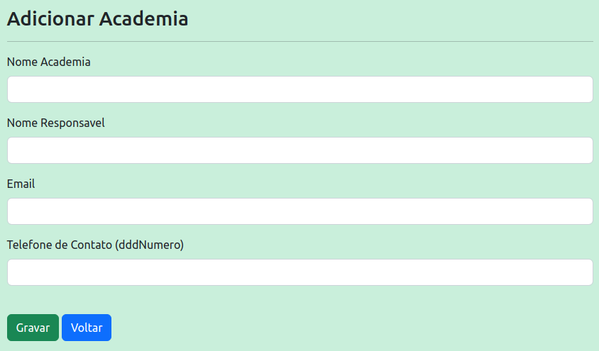 adicionar Academia